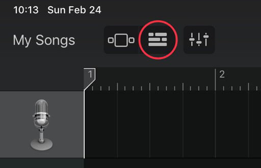 GarageBand Tracks Button